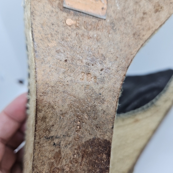 Celine Phoebe Philo black leather open toe espadrille wedge sandals EU 38 - Picture 11 of 16